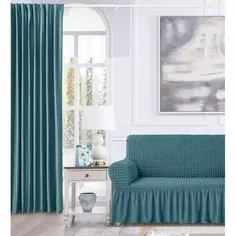 Штора со скрытыми петлями блэкаут Tony 200x280 см цвет бирюзовый Emerald 0 Inspire