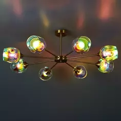 Люстра на штанге Hubble FR5223PL-08C 8 ламп цвет латунь Freya