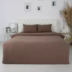 Комплект постельного белья евро полисатин коричневый Без бренда