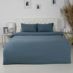 Комплект постельного белья евро полисатин сине-зеленый Без бренда