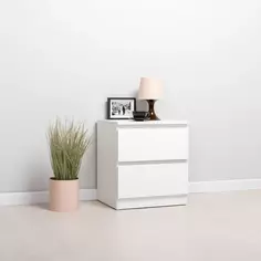 Тумба прикроватная 2 ящика 49x38.2x53.8 см ДСП белый шагрень Без бренда