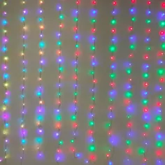 Гирлянда светодиодная занавес Премиум электрическая 2x2 м разноцветный свет 10 режимов 200 ламп цвет прозрачный Без бренда