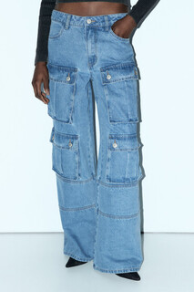 брюки джинсовые женские Джинсы cargo широкие с накладными карманами Befree