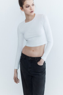 джемпер женский Лонгслив укороченный базовый из хлопка Befree