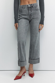 брюки джинсовые женские Джинсы straight fit прямые с широкими подворотами Befree