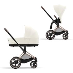 Коляска 2 в 1 CYBEX Priam IV Rosegold 2 в 1 цвет Off White в комплекте со спальным блоком Lux Carry Cot