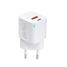 Зарядное устройство Perfeo USB-A + Type-C 20W White I4652