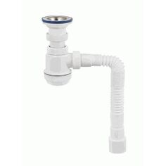 Сифон Вир Пласт Мини Элит 30986760 1.1/2 х40/50 с нержавеющей чашкой, 70 мм и гибкой трубой Vir Plast