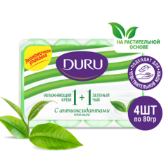 Мыло твердое DURU Туалетное крем-мыло 1+1 Увлажняющий крем & Зеленый чай 4.0