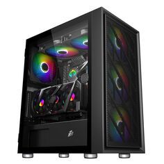 Корпус ATX 1STPLAYER AR-7 черныый, без БП, панель из закаленного стекла, USB 3.0, 2*USB 2.0, audio