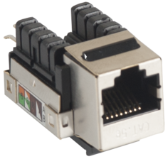 Модуль Netlan EC-UKJ-SD2-MT-10 типа Keystone, Кат.5e (Класс D), 100МГц, RJ45/8P8C, 110/KRONE, T568A/B, экранированный, металлик, уп-ка 10шт.