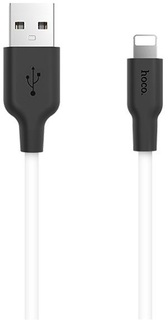 Кабель Hoco X21 6957531071365 USB 2.0, силиконовая оплетка, AM/Lightning M, бело-черный, 1м