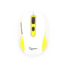 Мышь Wireless Gembird MUSW-221 белый/жёлтый, 5кн.+колесо-кнопка, 800/1200/1600DPI, 2.4ГГц