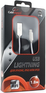 Кабель интерфейсный USB 2.0 Cablexpert CC-P-APUSB02W-1.8M MFI, AM/Lightning, серия Platinum, длина 1.8м, белый, блистер