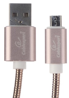 Кабель интерфейсный USB 2.0 Cablexpert CC-G-mUSB02Cu-1.8M AM/microB, серия Gold, длина 1.8м, золото, блистер