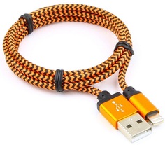 Кабель интерфейсный USB 2.0 Cablexpert AM/Lightning 8P CC-ApUSB2oe1m 1м, нейлоновая оплетка, алюминиевые разъем, оранжевый