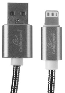 Кабель Cablexpert CC-G-APUSB02Gy-0.5M для Apple, AM/Lightning, серия Gold, длина 0.5м, титан, блистер