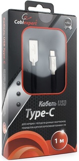 Кабель интерфейсный USB 2.0 Cablexpert CC-P-USBC02Bk-1M AM/Type-C, серия Platinum, длина 1м, черный, блистер