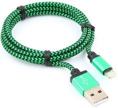Кабель интерфейсный USB 2.0 Cablexpert AM/Lightning 8P CC-ApUSB2gn1m 1м, нейлоновая оплетка, алюминиевые разъем, зеленый