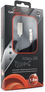 Кабель интерфейсный USB 2.0 Cablexpert CC-P-USBC02Bk-1.8M AM/Type-C, серия Platinum, длина 1.8м, черный, блистер