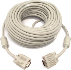 Кабель интерфейсный VGA-VGA Cablexpert 15M/15M CC-PPVGA-20M 20м, D-sub, тройной экран, феррит.кольца, пакет Gembird