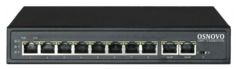 Коммутатор PoE OSNOVO SW-21000(120W) на 10 RJ45 портов, 8 x FE (10/100 Base-T) с поддержкой PoE (IEEE 802.3af/at), 2 x FE (10/100 Base-T). Соответству
