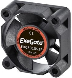 Вентилятор Exegate EX03010S3P EX281210RUS Вентилятор ExeGate EX03010S3P, 30x30x10 мм, подшипник скольжения, 3pin, 9000rpm, 26dBAA