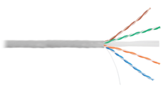 Кабель витая пара U/UTP 6 кат. 4 пары NIKOLAN NKL 2140A-GY 23AWG(0.53 мм), медь, одножильный (solid), внутренний, PVC, нг(A), серый, уп/305м