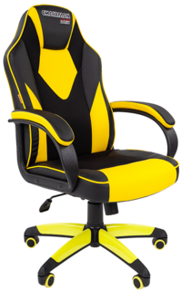 Кресло игровое Chairman game 17 черное/желтое, экокожа/ткань, фиксация, регулировка по высоте, газпатрон 3 кл, до 120 кг