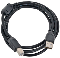 Кабель интерфейсный USB 2.0 Cablexpert AM/BM 1.8 м, Pro, экран, феррит.кольцо, черный, пакет