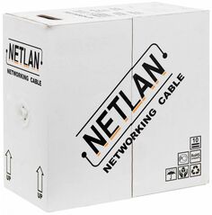 Кабель витая пара U/UTP 6 кат. 4 пары Netlan EC-UU004-6-PVC-GY 24AWG(0.50 мм), медь, одножильный (solid), внутренний, PVC, нг(B), серый, уп/305м