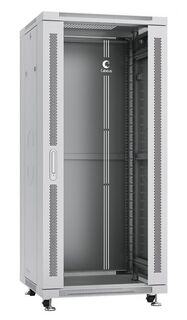 Шкаф напольный 19", 32U Cabeus SH-05C-32U60/100 600x1000x1610mm (ШхГхВ) передняя стеклянная и задняя сплошная металлическая двери, ручка с замком, цве