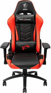 Кресло игровое MSI MAG CH120 чёрно-красное, ПХВ-кожа, 4D подлокотники, газпатрон 4 класс