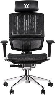 Кресло игровое Thermaltake CyberChair E500 черный/серебро, такнь, алюминий до 150 г