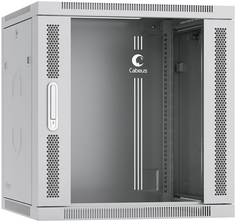 Шкаф настенный 19", 12U Cabeus SH-05F-12U60/45-R 600x450x635mm (ШхГхВ) дверь стекло, цвет серый (RAL 7035)