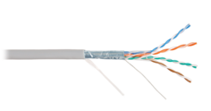 Кабель витая пара F/UTP 5e кат. 4 пары NIKOLAN NKL 2200A-GY 24AWG(0.49 мм), медь, одножильный (solid), внутренний, PVC, нг(A), серый, уп/305м