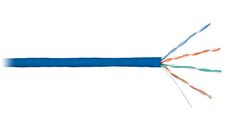 Кабель витая пара U/UTP 5e кат. 4 пары NIKOLAN NKL 4100C-BL 24AWG(0.50 мм), медь, одножильный (solid), внутренний, LSZH, нг(A)-HFLTx, синий, уп/305м