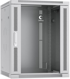 Шкаф настенный 19", 15U Cabeus SH-05F-15U60/35-R 600x350x769mm (ШхГхВ) дверь стекло, цвет серый (RAL 7035)