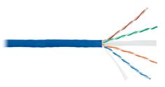 Кабель витая пара U/UTP 6 кат. 4 пары NIKOLAN NKL 4140C-BL 23AWG(0.55 мм), медь, одножильный (solid), внутренний, LSZH, нг(A)-HFLTx, синий, уп/305м