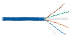 Кабель витая пара U/UTP 6 кат. 4 пары NIKOLAN NKL 4140C-BL 23AWG(0.55 мм), медь, одножильный (solid), внутренний, LSZH, нг(A)-HFLTx, синий, уп/305м