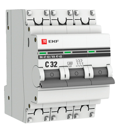 Автоматический выключатель EKF mcb4763-3-32C-pro трехполюсный 32А С ВА47-63 4.5кА PROxima
