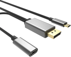 Кабель-адаптер VCOM CU422MCPD-1.8M USB 3.1 Type-C (m)- DP (m) 4K/60Hz, PD, aluminium shell, 1.8м