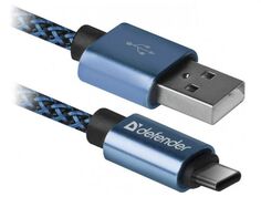 Кабель интерфейсный Defender USB09-03T USB/type-C, 1м, оплётка, синий