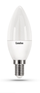 Лампа светодиодная Camelion LED5-C35/830/E14 5Вт/45Вт, E14, 170-265В, 3000К, 410лм, свеча (12031)