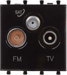 Розетка DKC 4402532 TV-FM-SAT модульная, "Черный квадрат", 2 модуля, "Avanti"