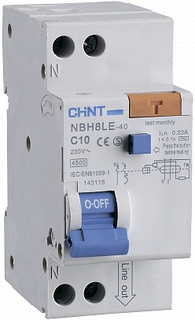 Автоматический выключатель дифф. тока (АВДТ) CHINT 206064 1P+N, тип характеристики C, 25A, 30mA, 4.5kA, NBH8LE-40 (R)