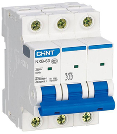 Автоматический выключатель модульный CHINT 296833 3P, тип характеристики C, 63A, 4.5kA, NXB-63S (R)