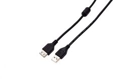 Кабель удлинитель USB 2.0 Pro Filum FL-CPro-U2-AM-AF-F1-1.8M, 1.8 м., ферритовое кольцо, черный разъемы: USB A male-USB A female, пакет.