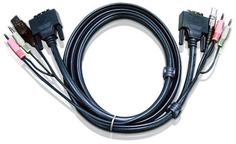 Кабель Aten 2L-7D02U мон+клав+мышь USB+аудио, DVI-D Digital+USB A-Тип+2xRCA=>DVI-D Digital+USB B-Тип+2xRCA, Male-Male, опрессованный, 1.8 м, черный