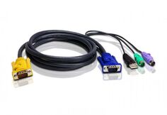 Кабель Aten 2L-5302UP мон+клав+мышь USB/PS2, SPHD=>HD DB15+USB A-Тип+2x6MINI-DIN, Male-4xMale, 8+8 проводов, опрессованный, 1.8 м, черный